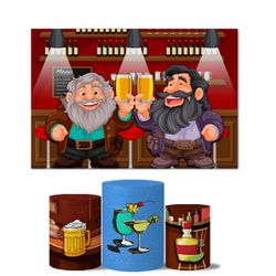 Trio de Capas Cilindros Veste Fácil + Painel Retangular Horizontal Tema Velho do Bar - 7538 - ESTAMPARIA NET 