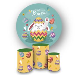 Trio Capas Cilindros + Painel Tema Páscoa 12 - 1236 - ESTAMPARIA NET 