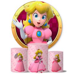 Trio Capas Cilindros + Painel Tema Princesa Peach Veste Fácil - 9555 - ESTAMPARIA NET 