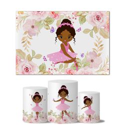 Trio Capas Cilindros + Painel Retangular Horizontal Bailarina Floral - Bailarina Floral - ESTAMPARIA NET 