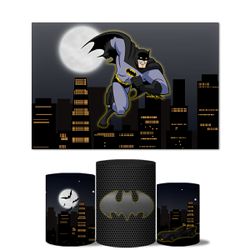 Trio De Capas Cilindros + Painel Retangular Horizontal Batman Noturno - 0196 - ESTAMPARIA NET 