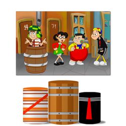 Trio De Capas Cilindros + Painel Retangular Horizontal Chaves - 005 - ESTAMPARIA NET 