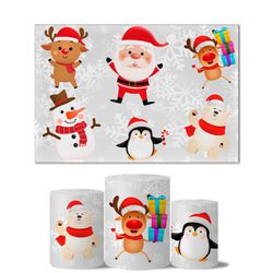 Trio Capas Cilindros + Painel Retangular Horizontal Feliz Natal 6 - 135 - ESTAMPARIA NET 
