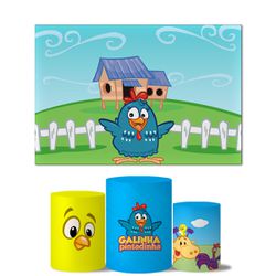 Trio Capas Cilindros + Painel Retangular Horizontal Galinha Pintadinha - 098 - ESTAMPARIA NET 