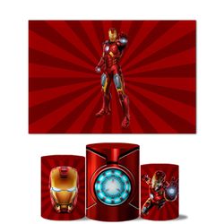 Trio Capas Cilindros + Painel Retangular Horizontal Homem De Ferro 2 - 0629 - ESTAMPARIA NET 