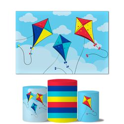 Trio De Capas Cilindros + Painel Retangular Horizontal Pipas - Pipas - ESTAMPARIA NET 