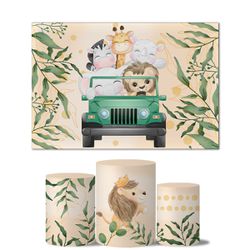 Trio Capas Cilindros + Painel Retangular Horizontal Safari Baby - 1322 - ESTAMPARIA NET 