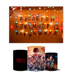 Trio Capas Cilindros + Painel Retangular Horizontal Stranger Things - 0325 - ESTAMPARIA NET 