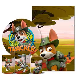 Kit Casado Veste Fácil Trio de Capas Cilindros + Painel Redondo + Painel Retangular Tema Tracker Patrulha Canina - 9532 - ESTAMPARIA NET 