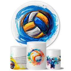 Trio Capas Cilindros + Painel Tema Volei Veste Fácil - Volei - ESTAMPARIA NET 