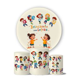 Kit Painel Cilindro Tema Letrinhas - 1856 - ESTAMPARIA NET 