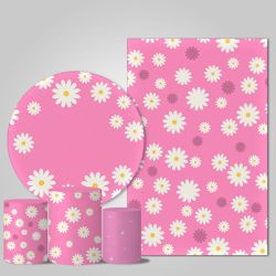 Trio Capas + Painéis Casado Tema Margarida Rosa Veste Fácil - Margarida 1 - ESTAMPARIA NET 