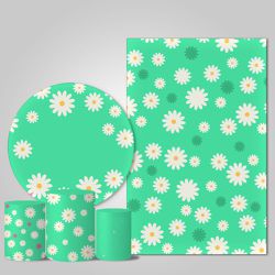 Trio Capas + Painéis Casado Tema Margarida Verde Veste Fácil - Margarida 2 - ESTAMPARIA NET 