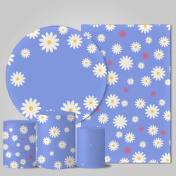 Trio Capas + Painéis Casado Tema Margarida Azul Veste Fácil - Margarida 3 - ESTAMPARIA NET 