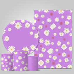 Trio Capas + Painéis Casado Tema Margarida Lilas Veste Fácil - Margarida 4 - ESTAMPARIA NET 