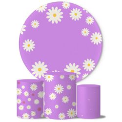 Trio Capas Cilindros + Painel Tema Margarida Lilas Veste Fácil - Margarida 4 - ESTAMPARIA NET 