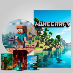 Trio Capas + Painéis Casado Tema Minecraft 2 Veste Fácil - 9537 - ESTAMPARIA NET 