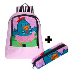 Mochila Infantil Feminina Trendy C/ Estojo - 00035965E - ESTAMPARIA NET 