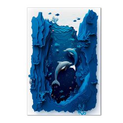 Painel Retangular Tema Oceano Papercut - 1798 - ESTAMPARIA NET 