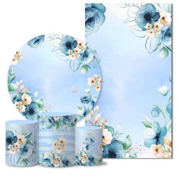 Trio Capas + Painéis Casado Tema Flores Azuis Veste Fácil - Floral 2 - ESTAMPARIA NET 