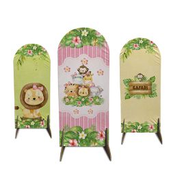 Trio Capa Painel Romano Tema Safari Rosa Veste Fácil - 00026341E - ESTAMPARIA NET 