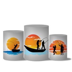 Trio Capas Cilindro Tema Pescaria - IM1302 - ESTAMPARIA NET 