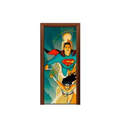 Capa de Porta Tema Superman E Mulher Maravilha - 1432 - ESTAMPARIA NET 