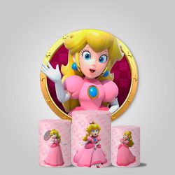 Trio Capas Cilindros + Painel Tema Princesa Peach Veste Fácil - 9555 - ESTAMPARIA NET 