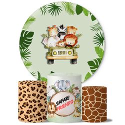 Trio Capas Cilindros + Painel Tema Safari Friends Veste Fácil - 00038484E - ESTAMPARIA NET 