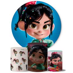 Trio Capas Cilindros + Painel Tema Vanellope Veste Facil - 0027 - ESTAMPARIA NET 