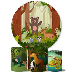 Trio Capas Cilindros + Painel Tema Animais do Bosque Veste Fácil - 00036986E - ESTAMPARIA NET 