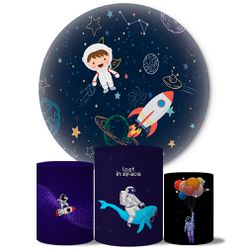 Trio Capas Cilindros + Painel Tema Astronauta Menino Veste Fácil - Astronauta 5 - ESTAMPARIA NET 