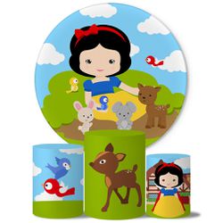 Trio Capas Cilindros + Painel Tema Branca de Neve Cute Veste Fácil - 0737 - ESTAMPARIA NET 