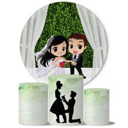 Trio Capas Cilindros + Painel Tema Casamento Veste Fácil - 00037535E - ESTAMPARIA NET 