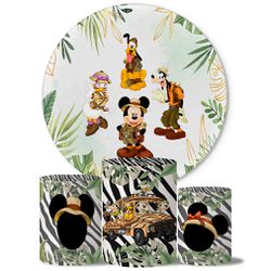 Trio Capas Cilindros + Painel Tema Mickey Safari 2 Veste Fácil - 0763 - ESTAMPARIA NET 