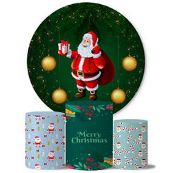 Trio Capas Cilindros + Painel Tema Papai Noel Veste Fácil - 00037621E - ESTAMPARIA NET 