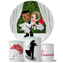 Trio Capas Cilindros + Painel Casamento 2 Veste Fácil - 00038074E - ESTAMPARIA NET 