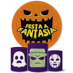 Trio Capas Cilindros + Painel Tema Halloween Festa à Fantasia Veste Fácil - 00034540E - ESTAMPARIA NET 