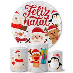 Trio Capas Cilindros + Painel Tema Feliz Natal 6 Veste Fácil - 00035391E - ESTAMPARIA NET 