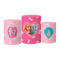 Trio Capas Cilindro Tema Patrulha Rosa Veste Fácil C/ Elástico - 060 - ESTAMPARIA NET 