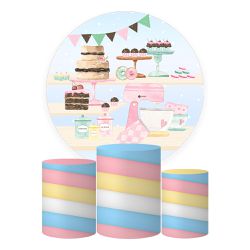 Trio Capas Cilindros + Painel Tema Confeitaria Veste Fácil - 00023875E - ESTAMPARIA NET 