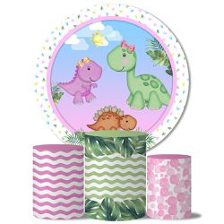 Trio Capas Cilindros + Painel Tema Dinos Babys Fofos Veste Fácil - Dinossauros 1 - ESTAMPARIA NET 