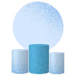 Trio Capas Cilindros + Painel Tema Glitter Azul Claro Veste Fácil - Glitter 12 - ESTAMPARIA NET 