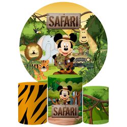 Trio Capas Cilindros + Painel Tema Mickey Safari Veste Fácil - 018 - ESTAMPARIA NET 