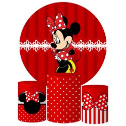 Trio Capas Cilindros + Painel Tema Minnie Fofa Veste Fácil - 013 - ESTAMPARIA NET 