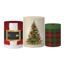 Trio Capas Cilindro Tema Feliz Natal Veste Fácil C/ Elástico - 00025571E - ESTAMPARIA NET 