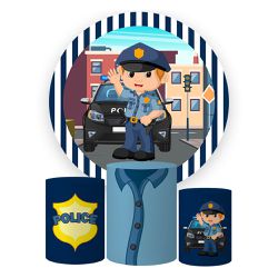 Trio Capas Cilindros + Painel Tema Policia Veste Fácil - 00023743E - ESTAMPARIA NET 