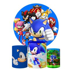 Trio Capas Cilindros + Painel Tema Turma do Sonic Veste Fácil - 0204 - ESTAMPARIA NET 