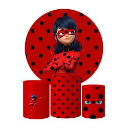 Trio Capas Cilindros + Painel Tema LadyBug Miraculous Veste Fácil - 0615 - ESTAMPARIA NET 