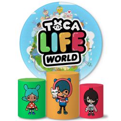 Trio Capas Cilindros + Painel Tema Toca Life Veste Fácil - 0477 - ESTAMPARIA NET 